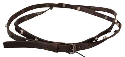 Ceinture en cuir marron chic avec boucle argentée