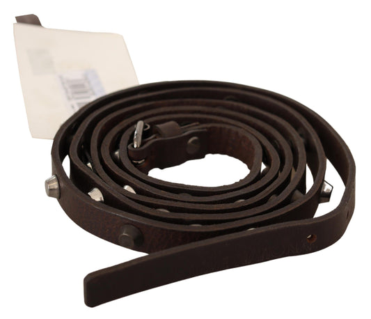 Ceinture en cuir marron chic avec boucle argentée
