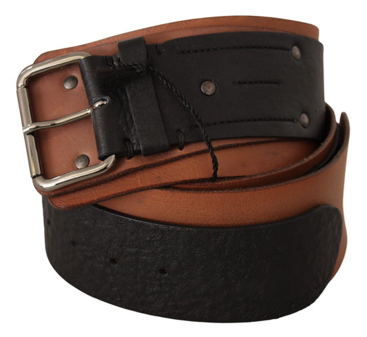Ceinture élégante en cuir bicolore de style national
