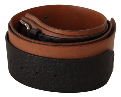 Ceinture élégante en cuir bicolore de style national