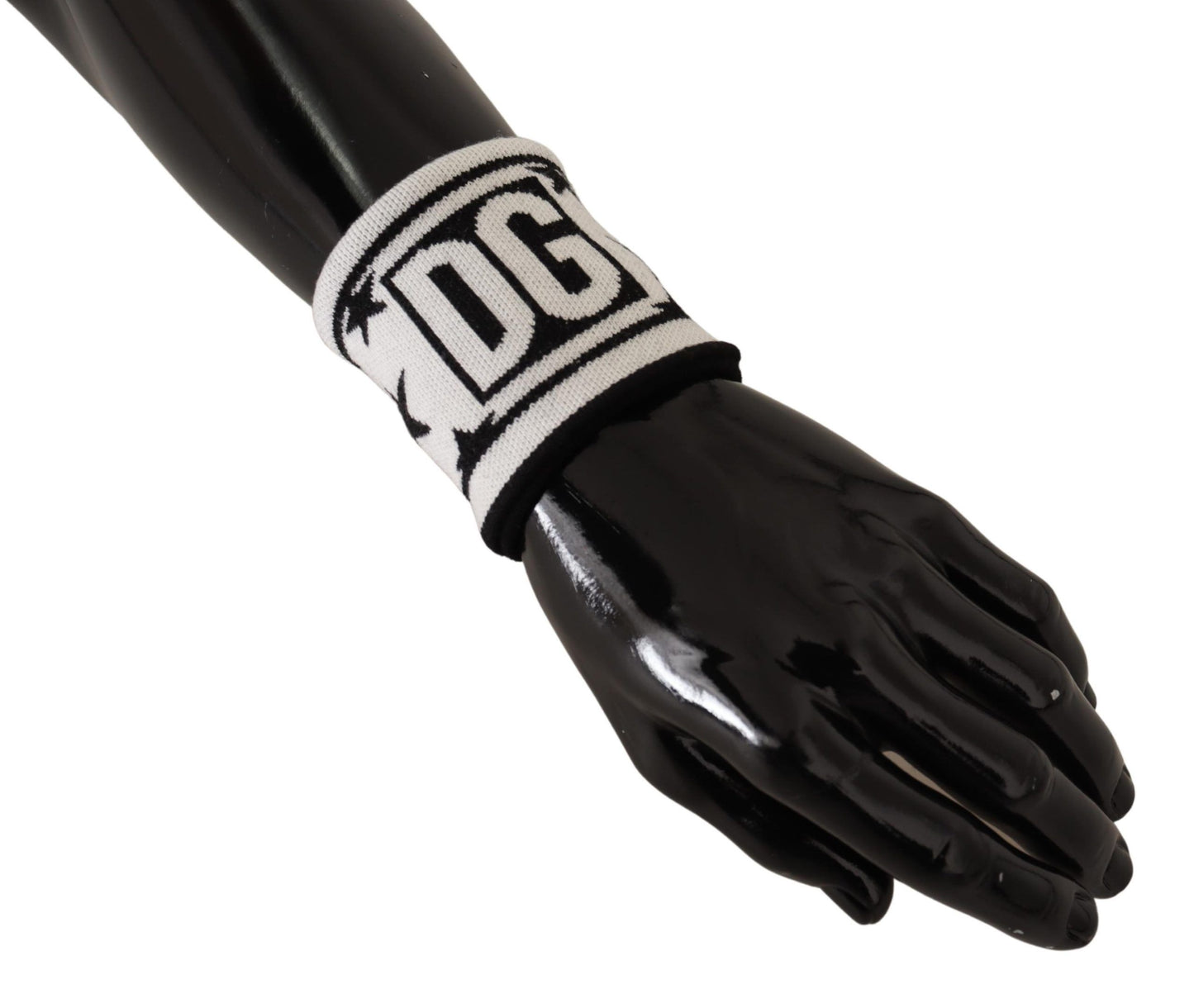 Dolce &amp; Gabbana White Black Wool Logo #DGMILLENNIALS Wristband