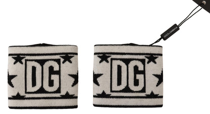 Dolce &amp; Gabbana White Black Wool Logo #DGMILLENNIALS Wristband
