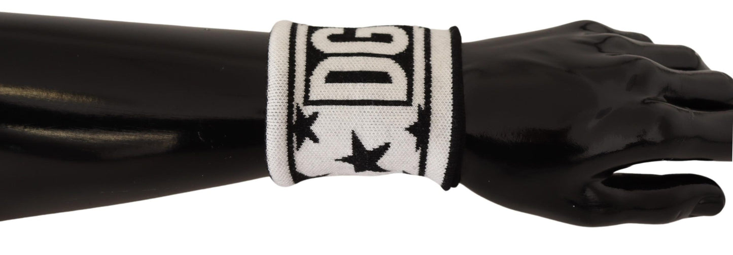 Dolce &amp; Gabbana White Black Wool Logo #DGMILLENNIALS Wristband
