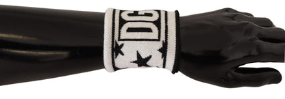 Dolce &amp; Gabbana White Black Wool Logo #DGMILLENNIALS Wristband
