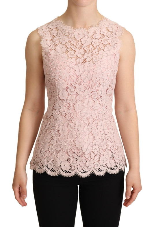 Dolce &amp; Gabbana - Chemisier élégant sans manches en dentelle rose