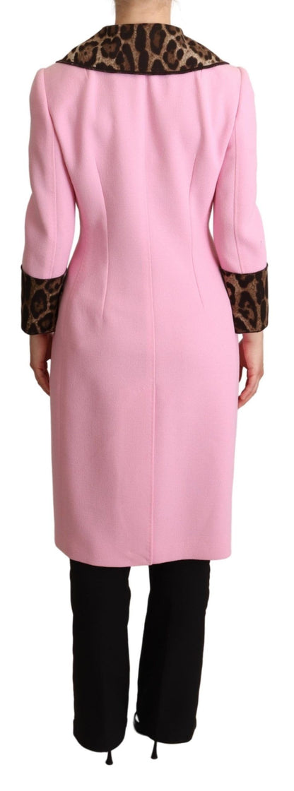 Trench Dolce &amp; Gabbana Chic Léopard Rose avec Boutons en Cristal