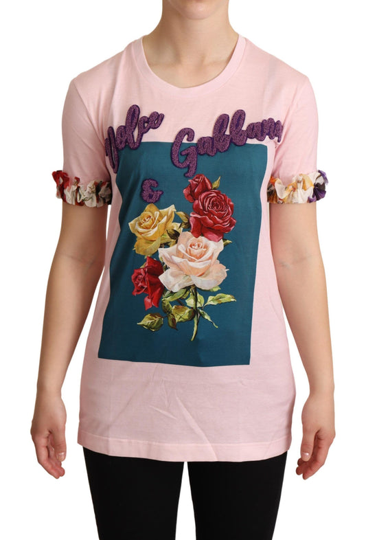 T-shirt Dolce &amp; Gabbana élégant à imprimé floral et rose