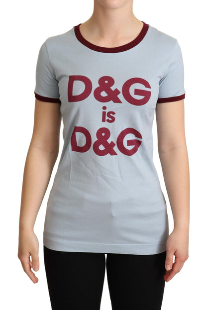 T-shirt ras du cou bleu élégant en coton Dolce &amp; Gabbana
