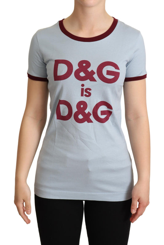 T-shirt ras du cou bleu élégant en coton Dolce &amp; Gabbana