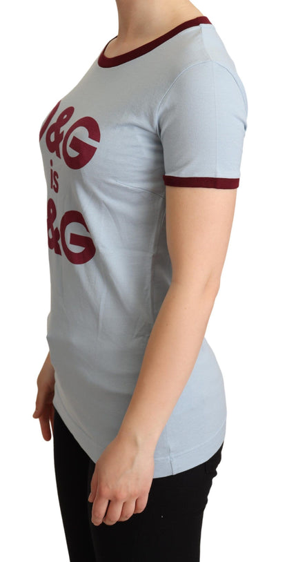 T-shirt ras du cou bleu élégant en coton Dolce &amp; Gabbana