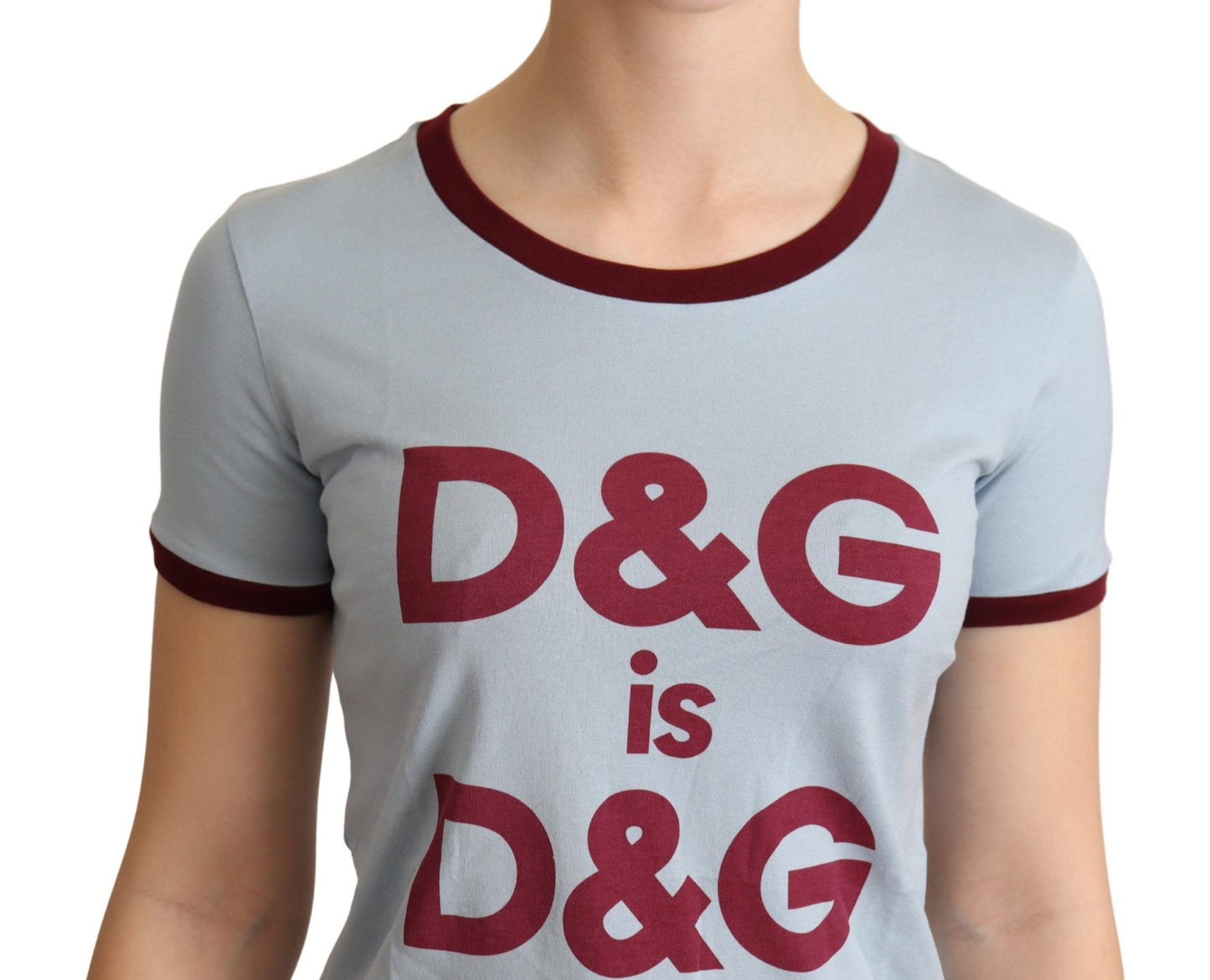 T-shirt ras du cou bleu élégant en coton Dolce &amp; Gabbana