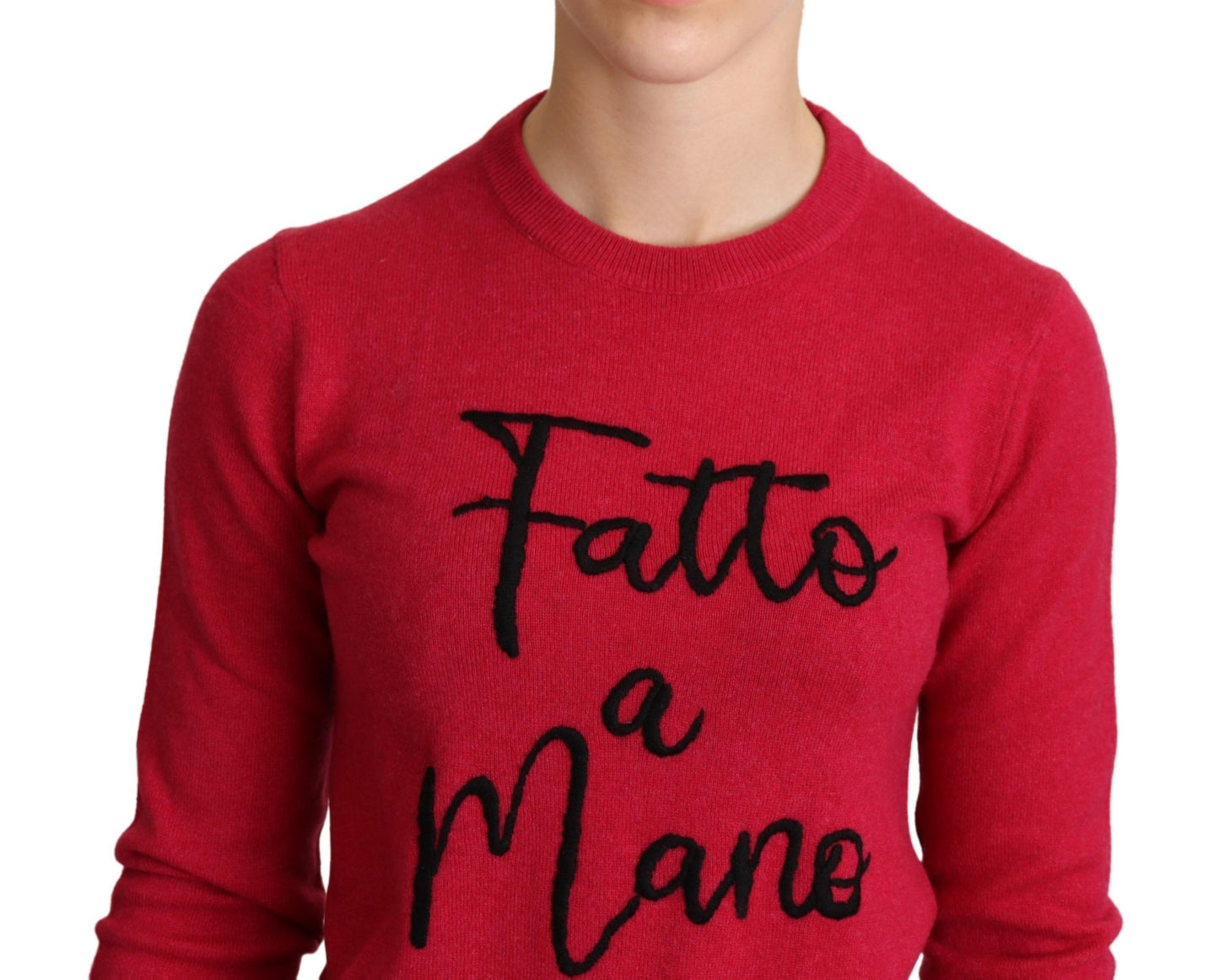Dolce &amp; Gabbana Pink Embroidered Cashmere Wool Pullover Sweater