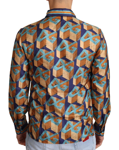 Dolce & Gabbana Multicolor DG Logo Silk Mens Top Shirt by Dolce & Gabbana