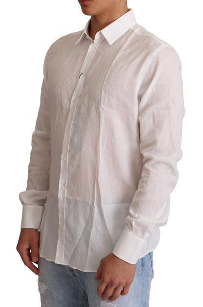 Dolce & Gabbana White Cotton Floral Pattern MARTINI Shirt by Dolce & Gabbana