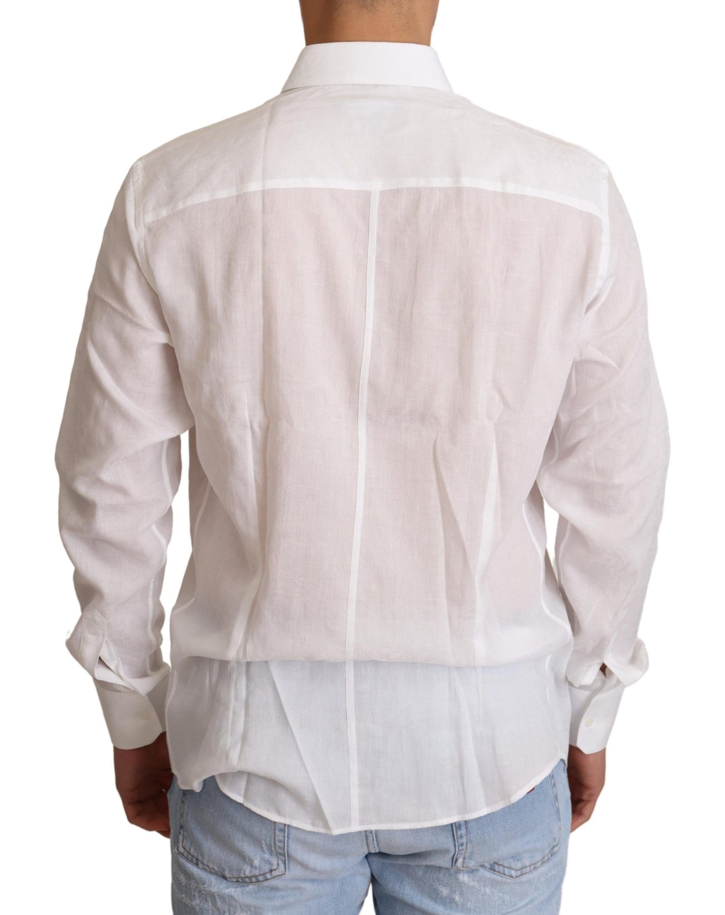 Dolce & Gabbana White Cotton Floral Pattern MARTINI Shirt by Dolce & Gabbana