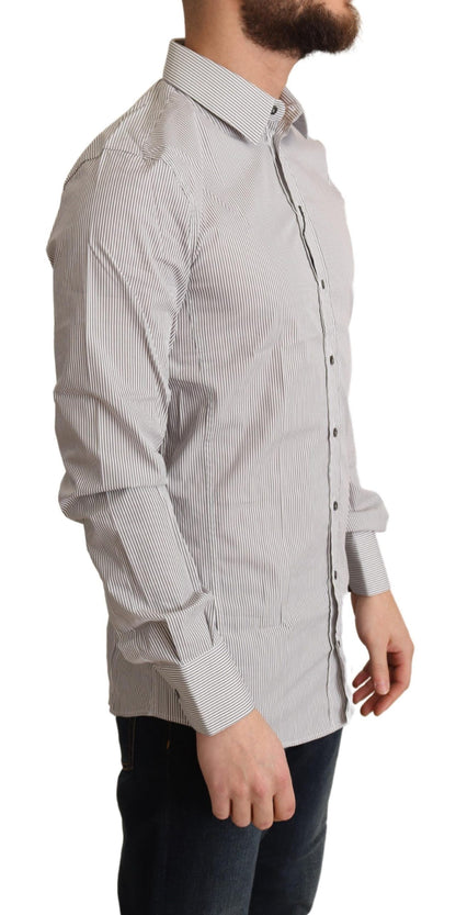 Dolce & Gabbana Gray Cotton Slim Fit Mens SICILY Shirt by Dolce & Gabbana