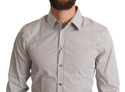 Dolce & Gabbana Gray Cotton Slim Fit Mens SICILY Shirt by Dolce & Gabbana