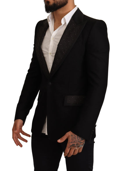 Dolce &amp; Gabbana Black Wool Slim Fit Coat Blazer Jacket