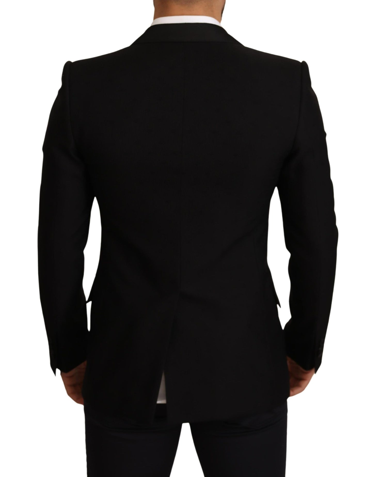 Dolce &amp; Gabbana Black Wool Slim Fit Coat Blazer Jacket