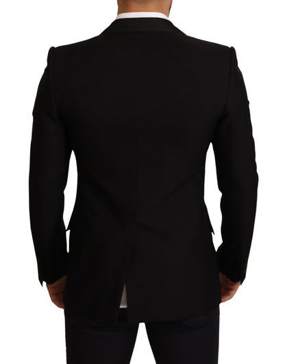 Dolce &amp; Gabbana Black Wool Slim Fit Coat Blazer Jacket