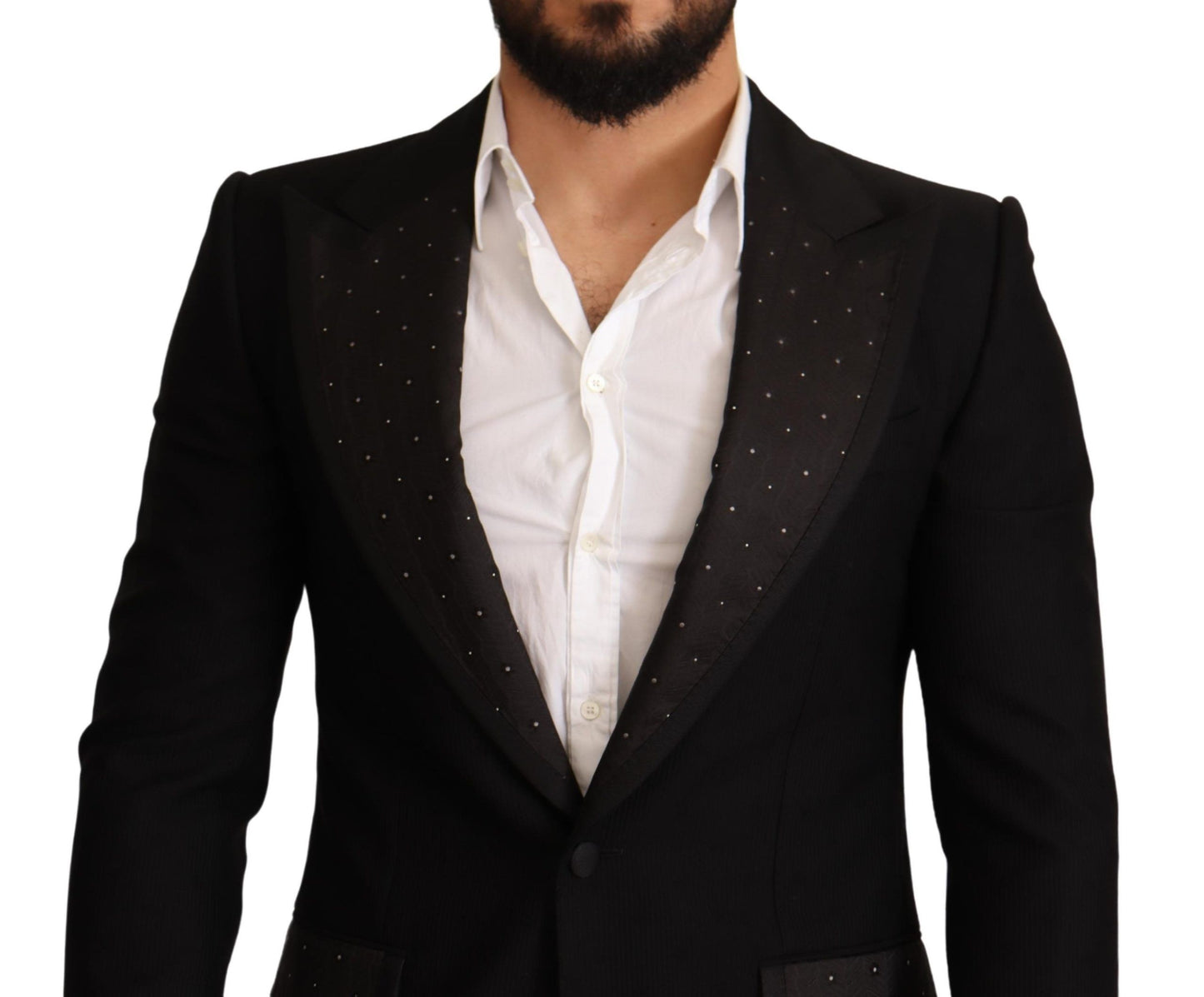 Dolce &amp; Gabbana Black Wool Slim Fit Coat Blazer Jacket
