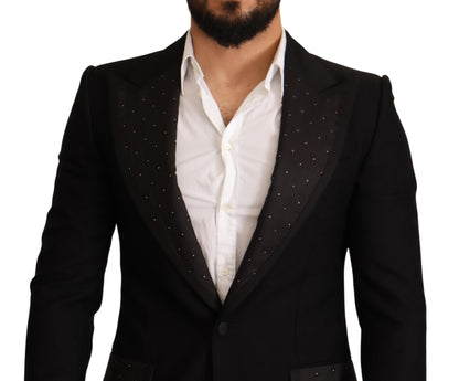 Dolce &amp; Gabbana Black Wool Slim Fit Coat Blazer Jacket