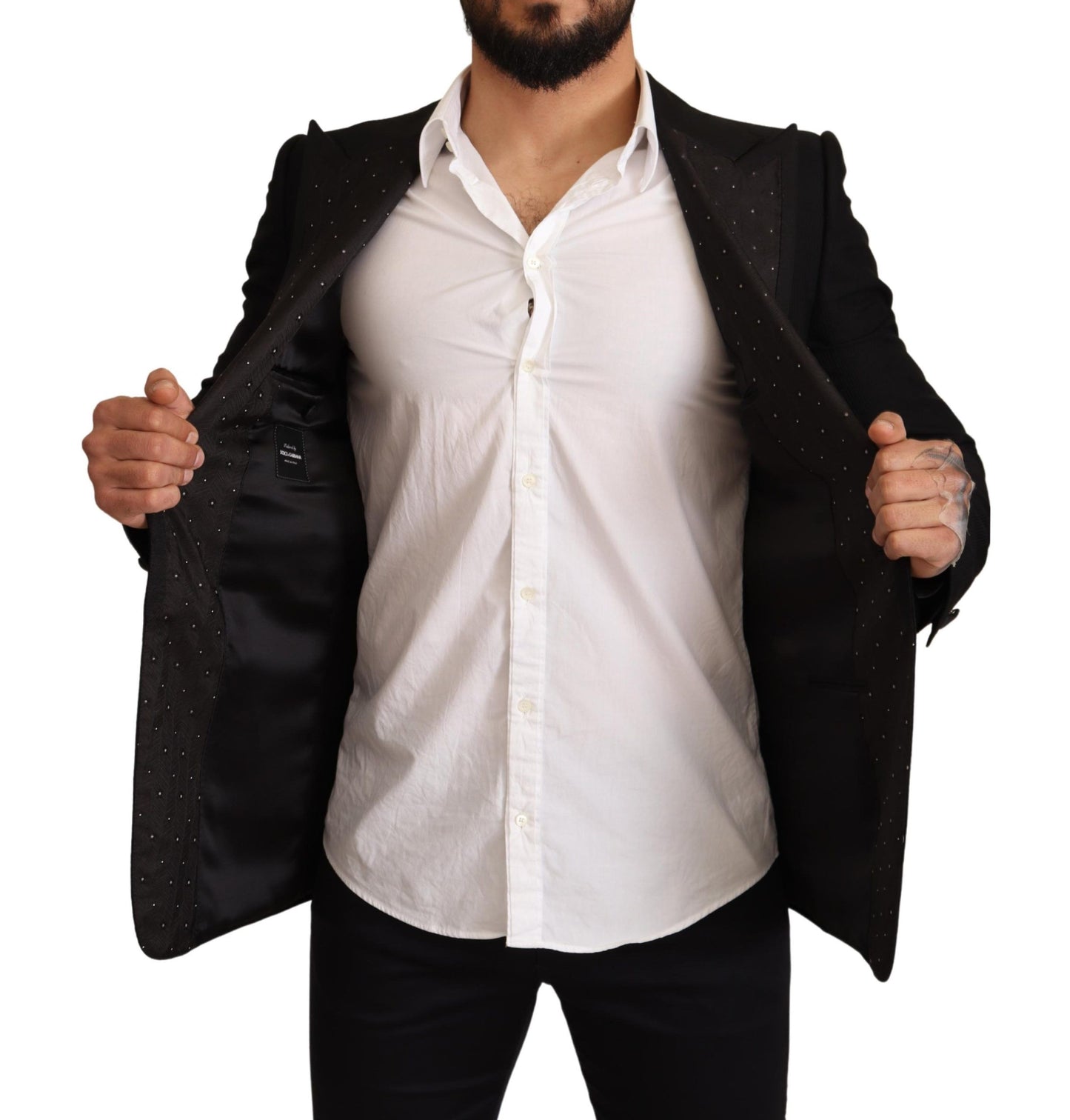 Dolce &amp; Gabbana Black Wool Slim Fit Coat Blazer Jacket