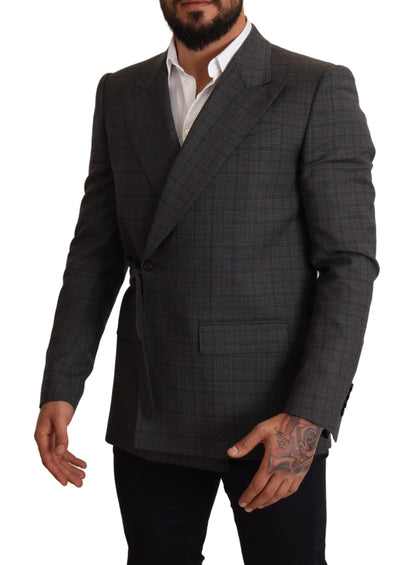 Dolce &amp; Gabbana Gray Check Wool Slim Fit Blazer Jacket
