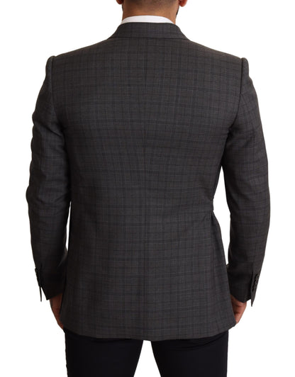 Dolce &amp; Gabbana Gray Check Wool Slim Fit Blazer Jacket