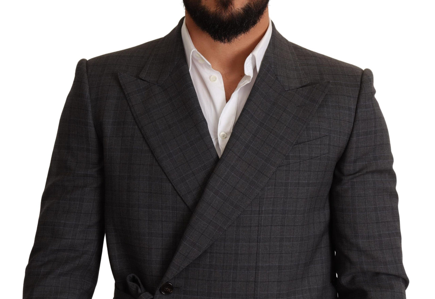 Dolce &amp; Gabbana Gray Check Wool Slim Fit Blazer Jacket