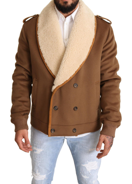 Veste élégante en peau lainée croisée Dolce &amp; Gabbana