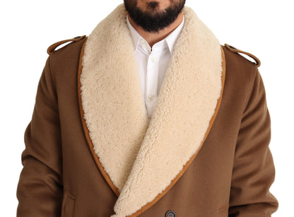 Veste élégante en peau lainée croisée Dolce &amp; Gabbana