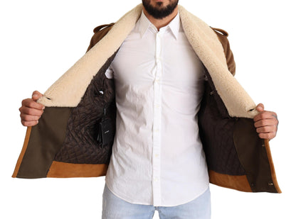 Veste élégante en peau lainée croisée Dolce &amp; Gabbana