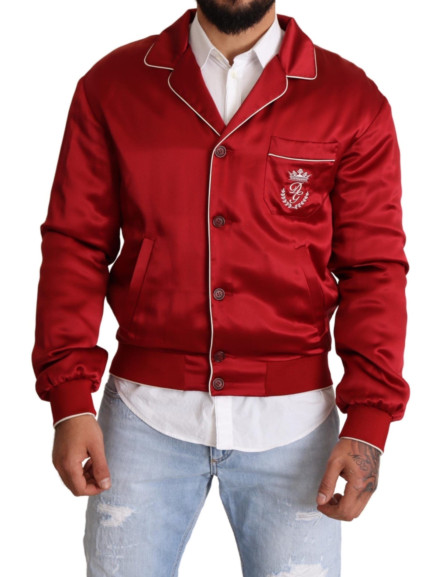 Dolce &amp; Gabbana Somptueuse veste bomber en soie rouge