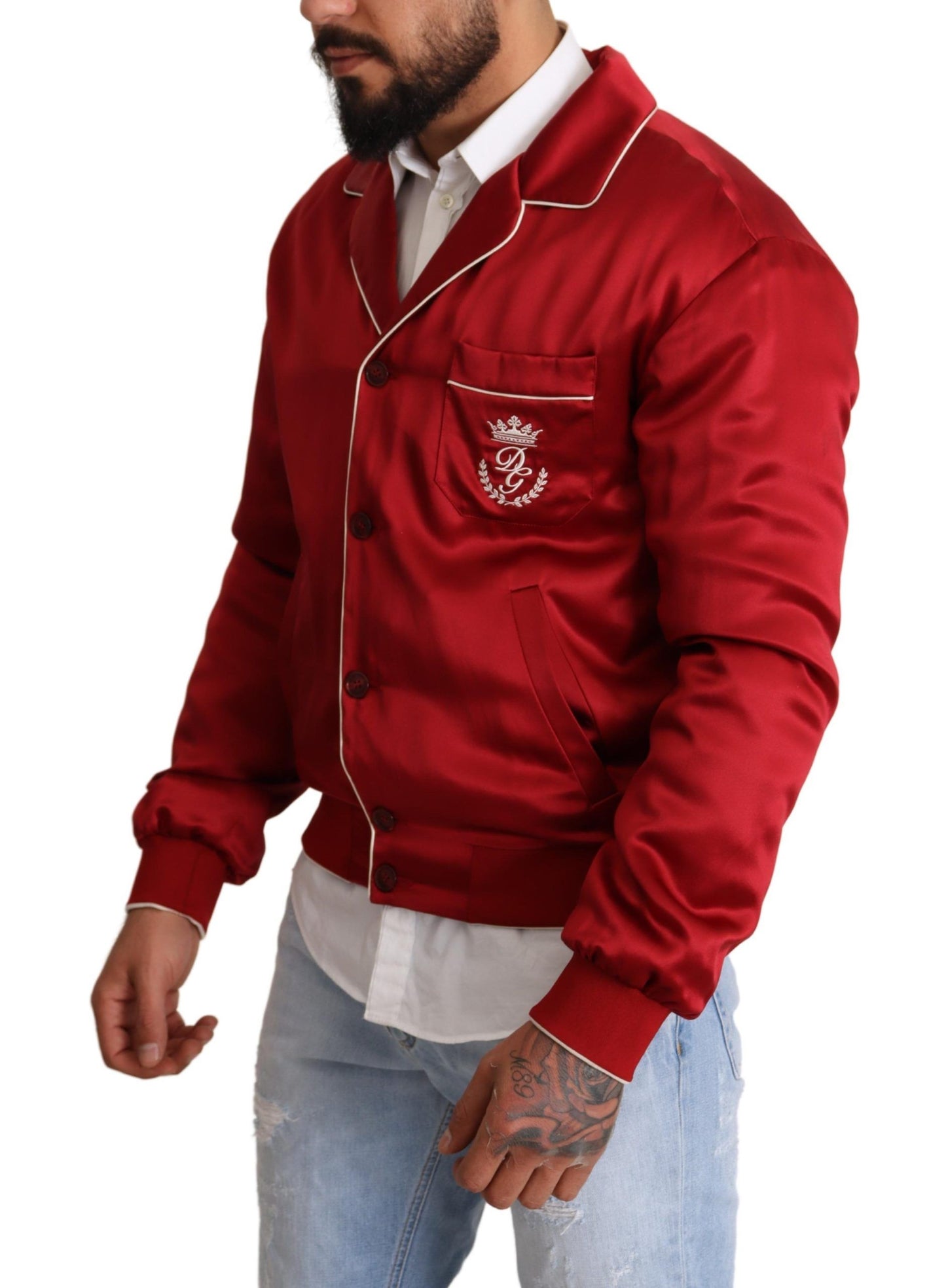 Dolce &amp; Gabbana Somptueuse veste bomber en soie rouge