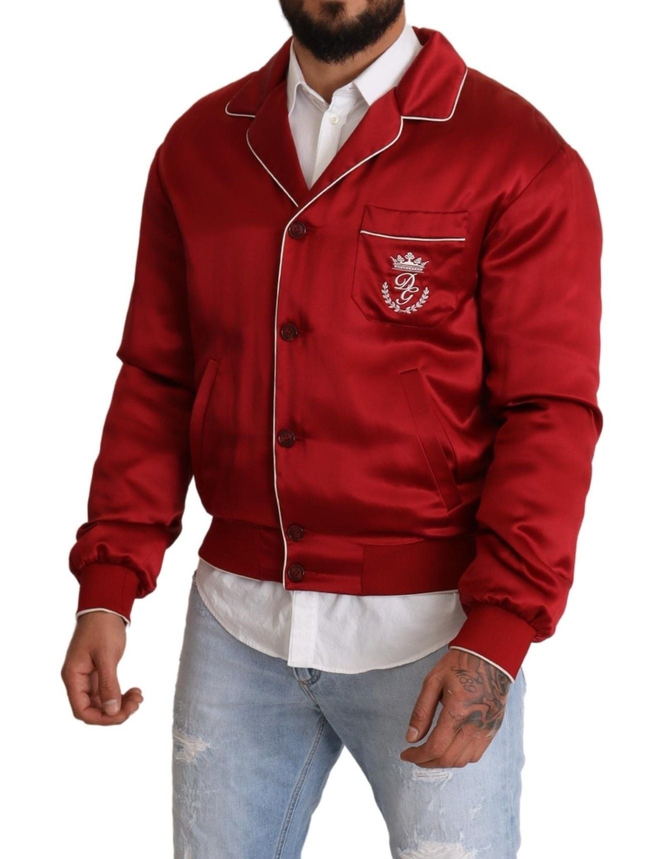 Dolce &amp; Gabbana Somptueuse veste bomber en soie rouge
