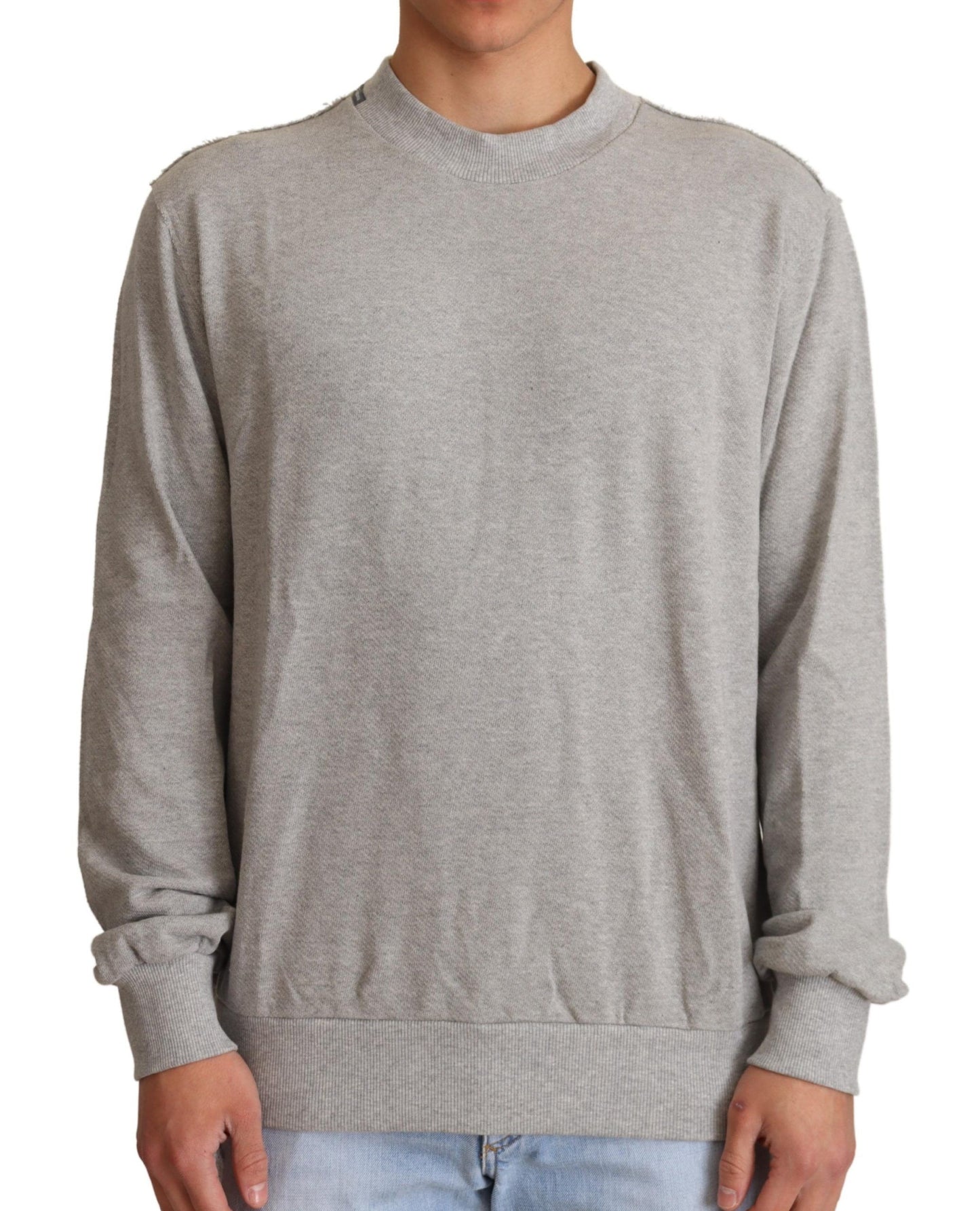 Dolce &amp; Gabbana Gray Cotton Crewneck Pullover Sweater