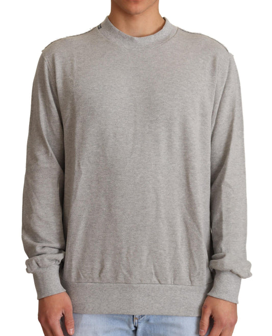 Dolce &amp; Gabbana Gray Cotton Crewneck Pullover Sweater