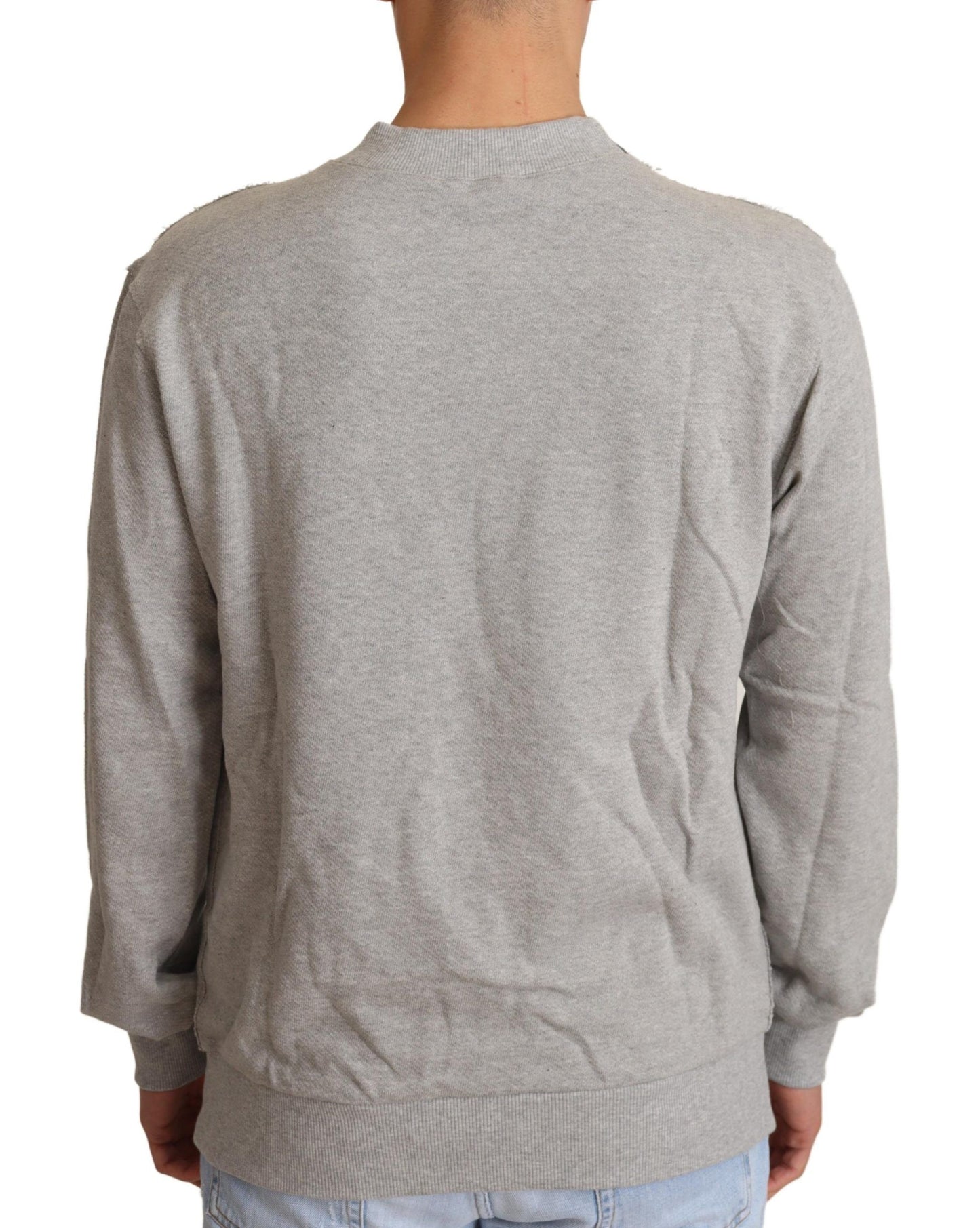 Dolce &amp; Gabbana Gray Cotton Crewneck Pullover Sweater