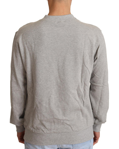 Dolce &amp; Gabbana Gray Cotton Crewneck Pullover Sweater
