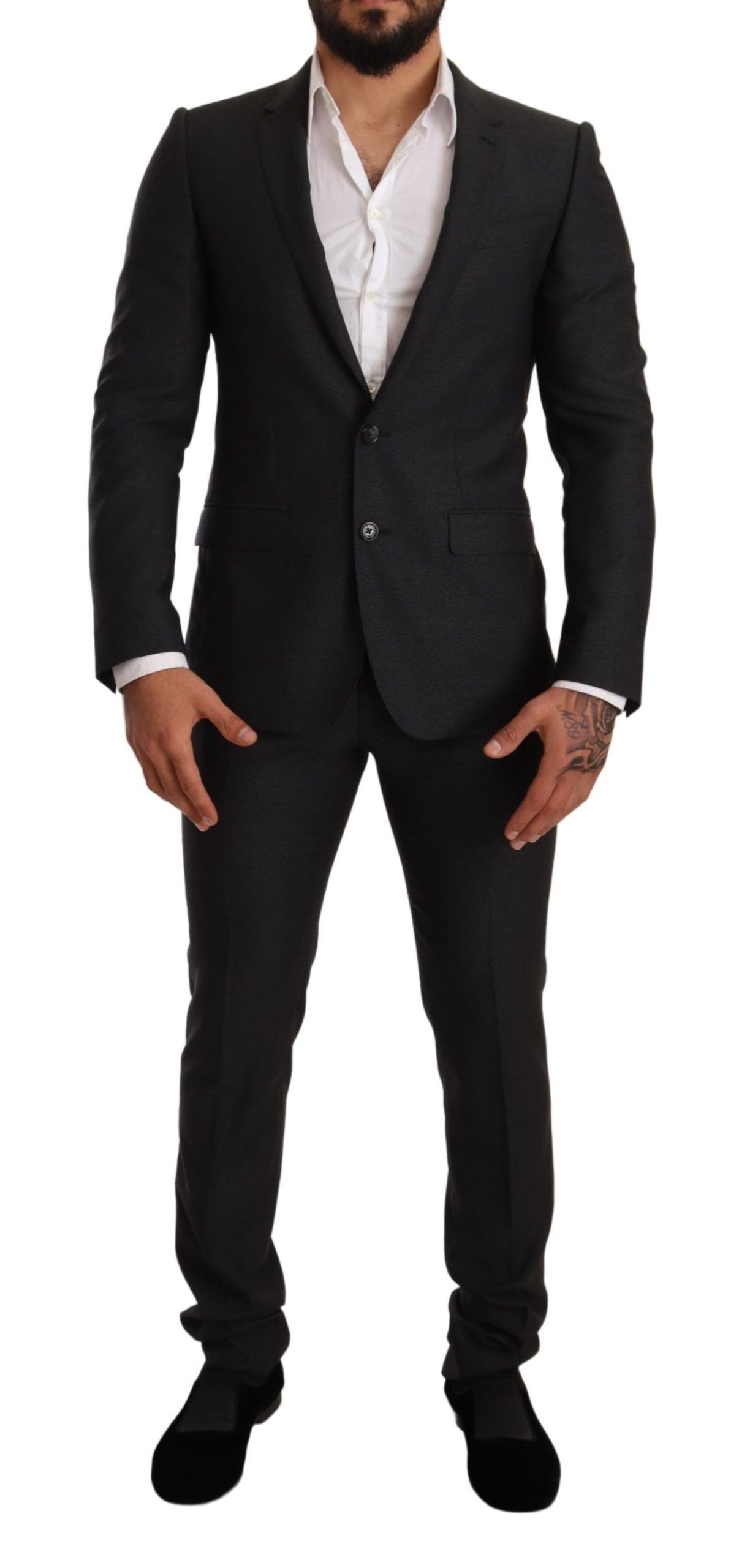 Dolce &amp; Gabbana Gray Wool MARTINI Slim Fit Set Suit