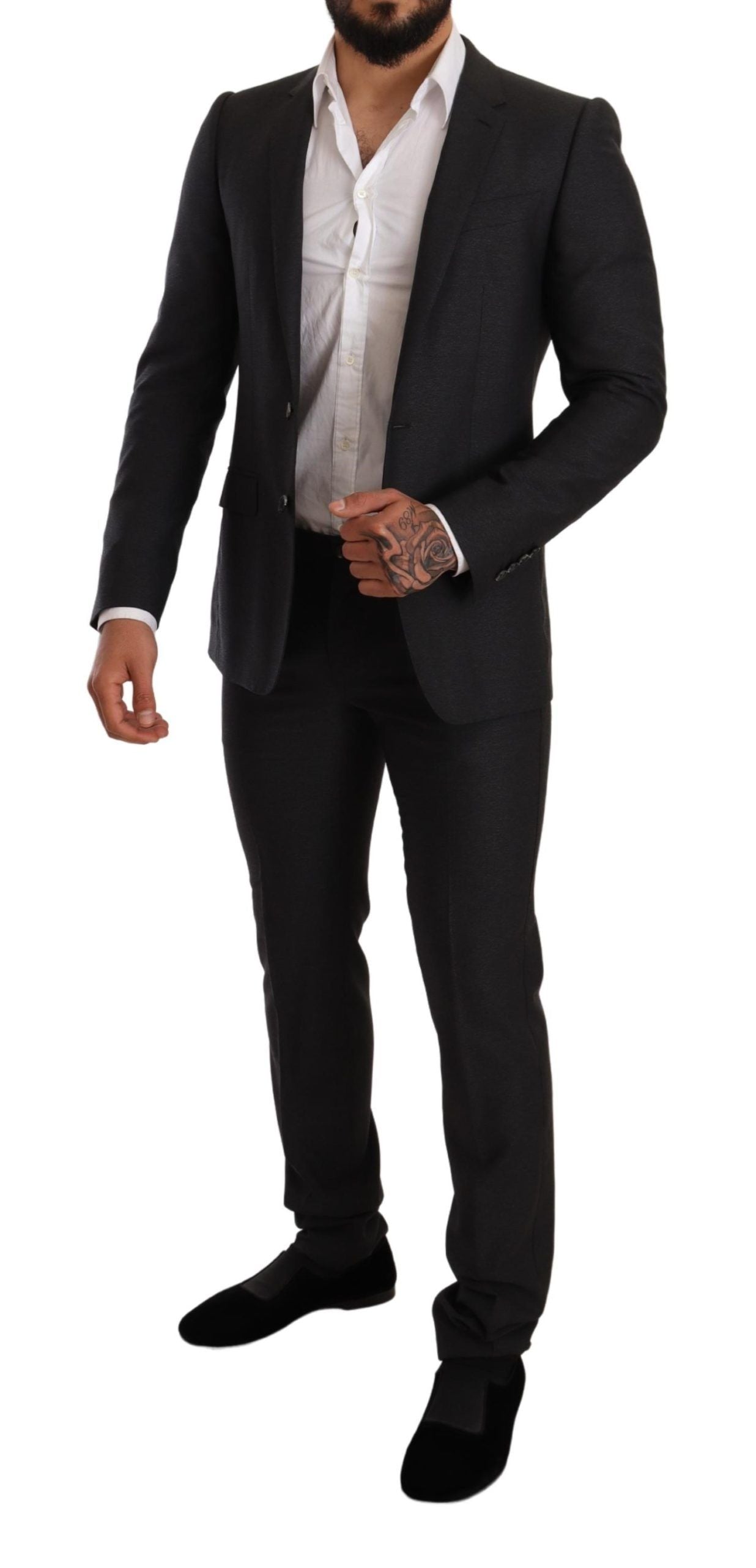 Dolce &amp; Gabbana Gray Wool MARTINI Slim Fit Set Suit