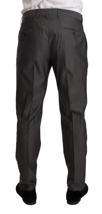 Dolce &amp; Gabbana Gray Metallic MARTINI Slim Fit Set Suit