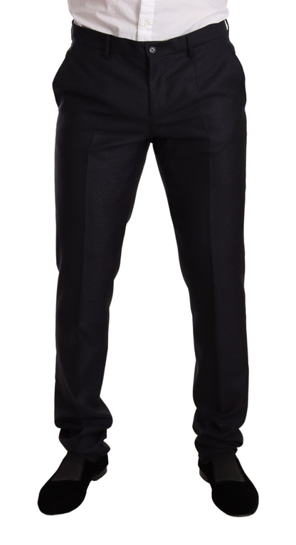 Dolce &amp; Gabbana Blue Pattern MARTINI SLIM FIT 2 Piece Suit