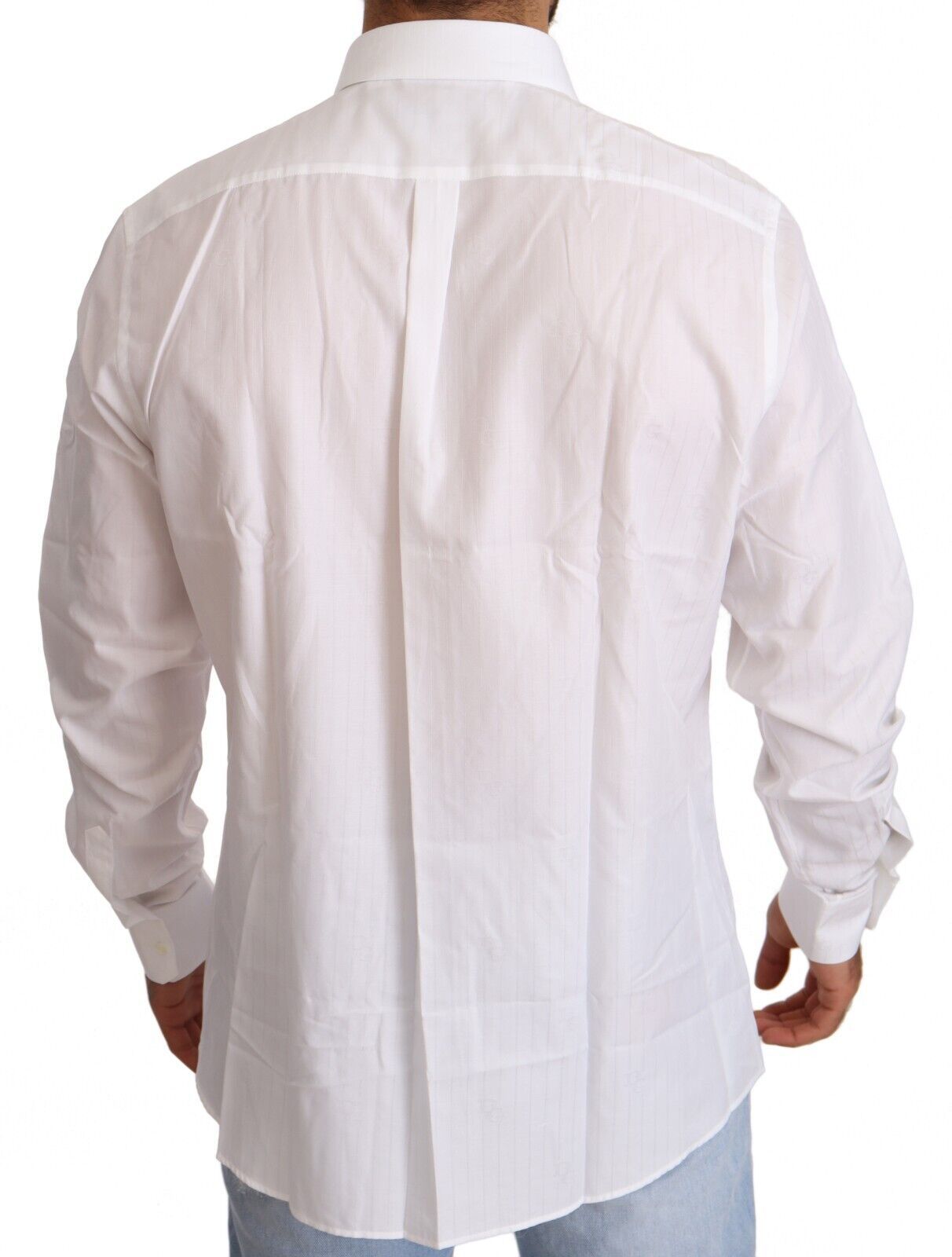 Dolce & Gabbana White Cotton Slim Fit Men MARTINI Shirt by Dolce & Gabbana