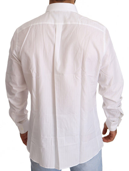 Dolce & Gabbana White Cotton Slim Fit Men MARTINI Shirt by Dolce & Gabbana