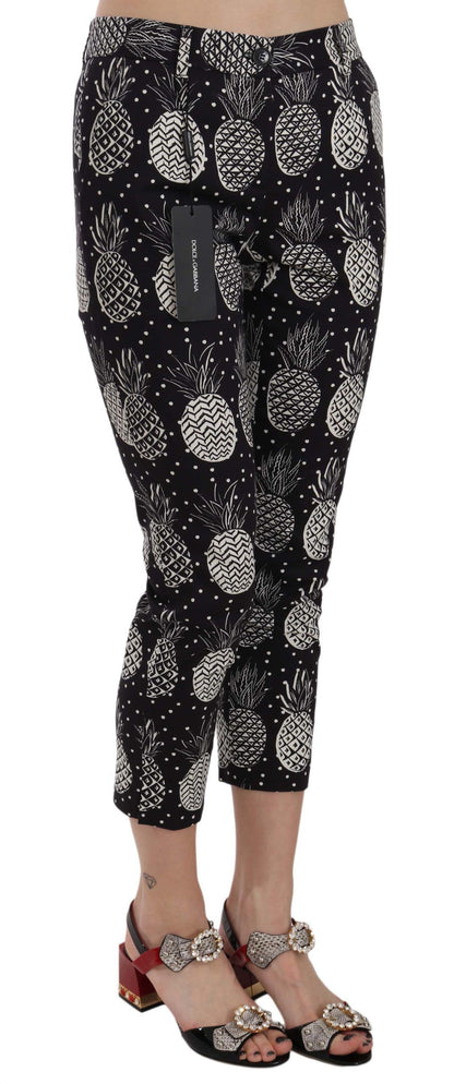 Dolce & Gabbana Black Pineapple Print Skinny Capri Pants by Dolce & Gabbana