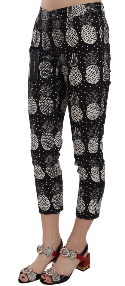 Dolce & Gabbana Black Pineapple Print Skinny Capri Pants by Dolce & Gabbana