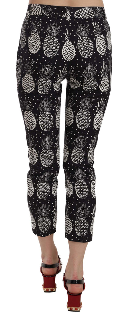Dolce & Gabbana Black Pineapple Print Skinny Capri Pants by Dolce & Gabbana