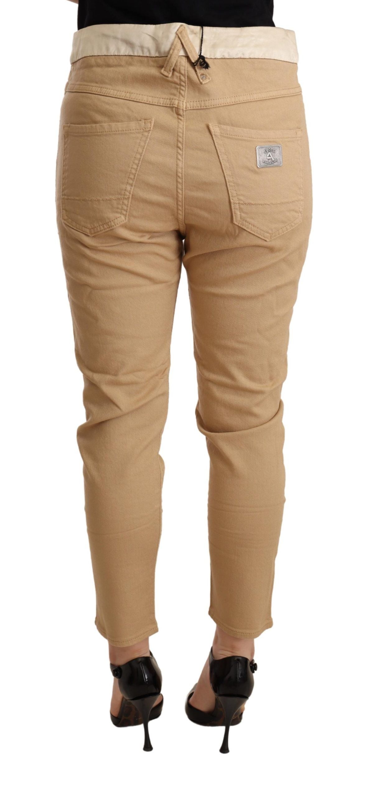 CYCLE Beige Mid Waist Slim Fit Skinny Stretch Trouser by CYCLE